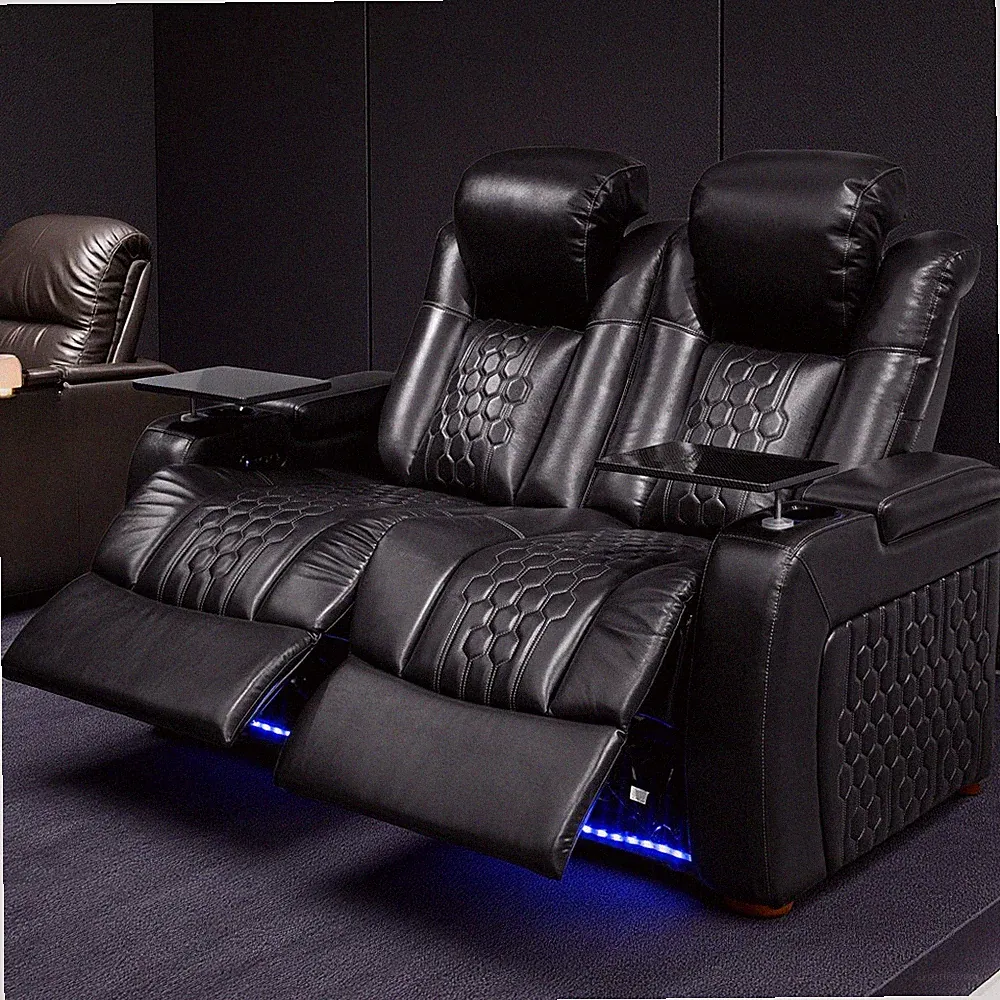 62.2"Power Recliner 2 PC Made WithTop-Grain Nappa,Fully Adjustable Relaxation