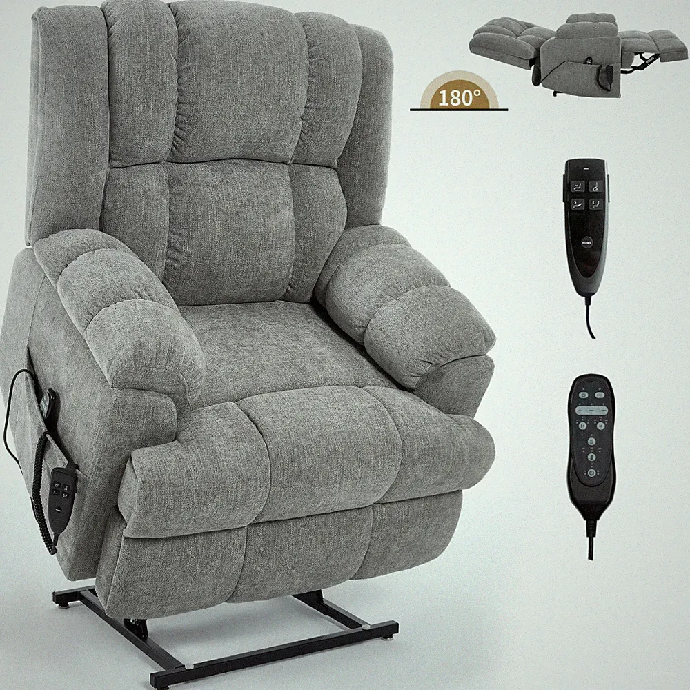 Dual Motor Power Lift Recliner Chair w/ Heat Massage, 350lbs Capacity, Remote
