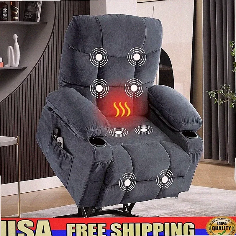 Electric Power Recliner Chair W/ Lift Assist Massage Heat USB Charging Port