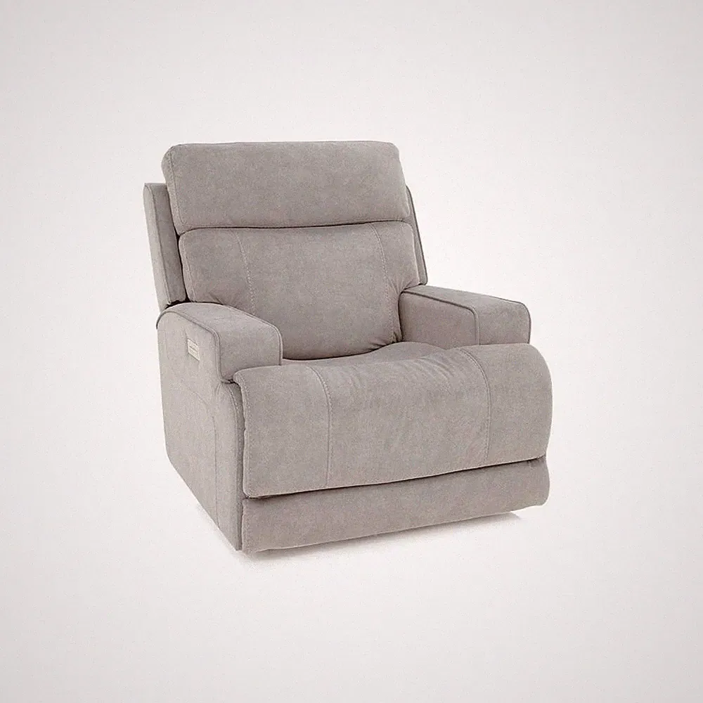Gray Power Recliner with Adjustable Headrest and Footrest Extension