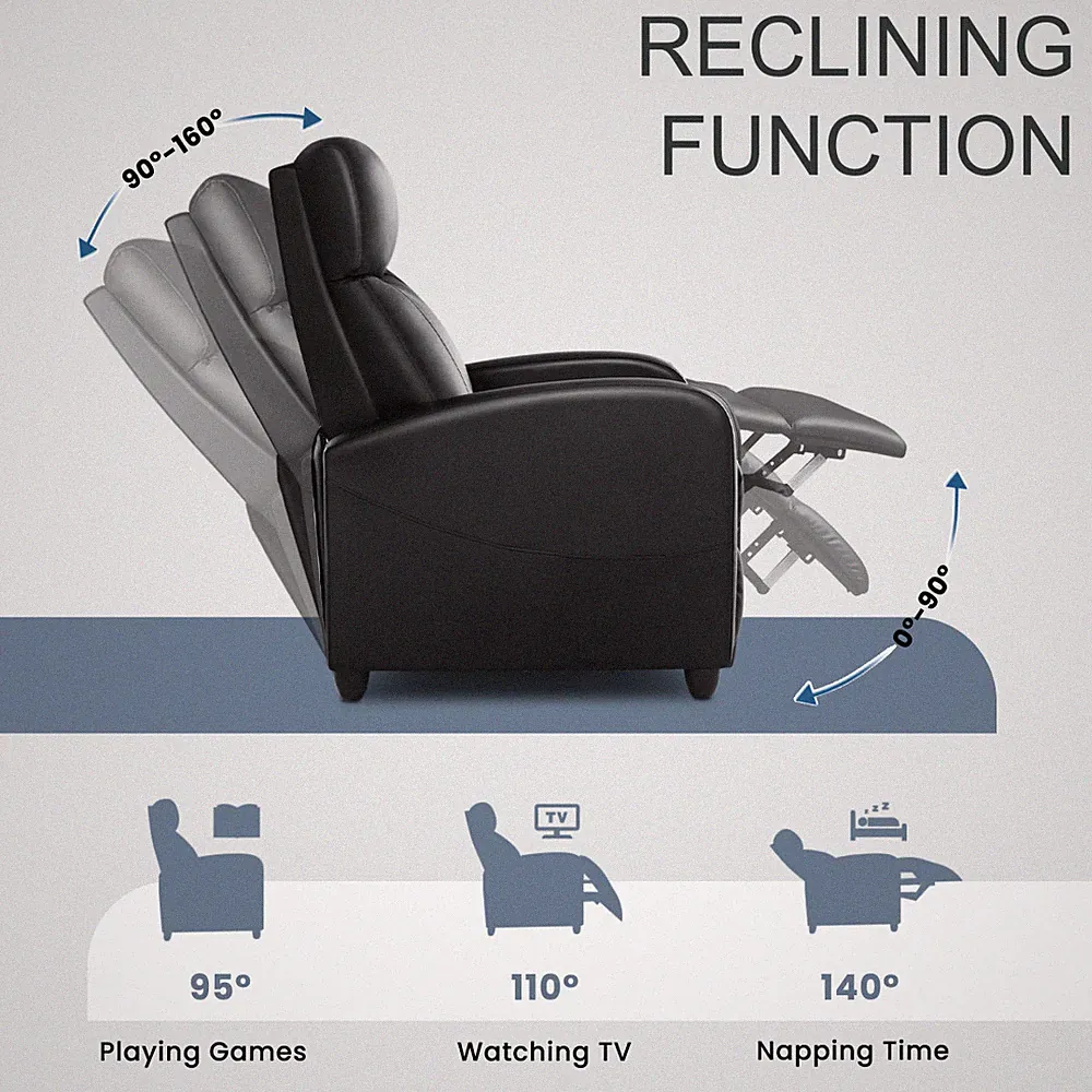 High-Quality PU Leather Recliner Sofa with No Massage Option