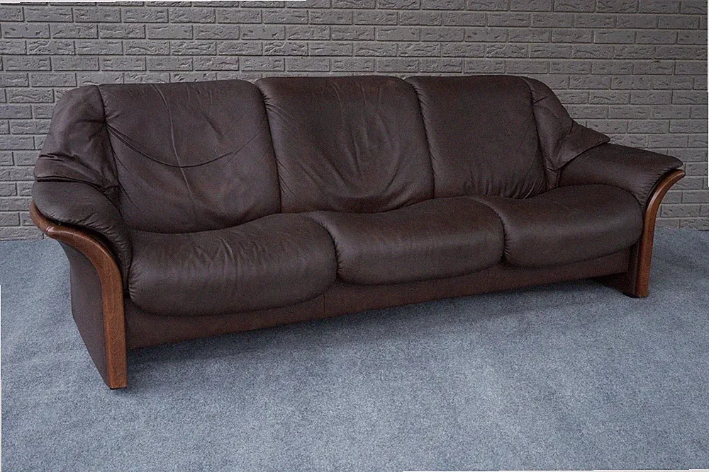 Modern Ekornes Stressless El Dorado High Brown Leather Recliner Sofa