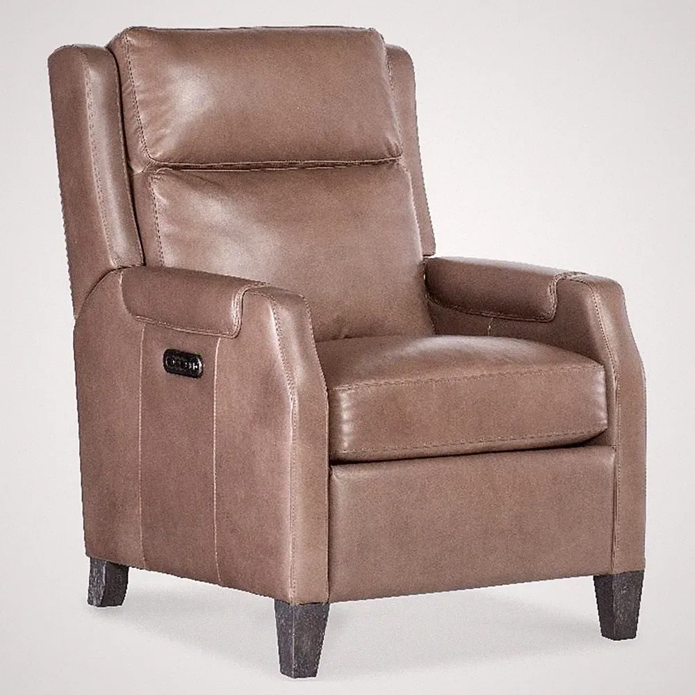Pemberly Row Power Recliner w/Power Headrest in Brown Leather