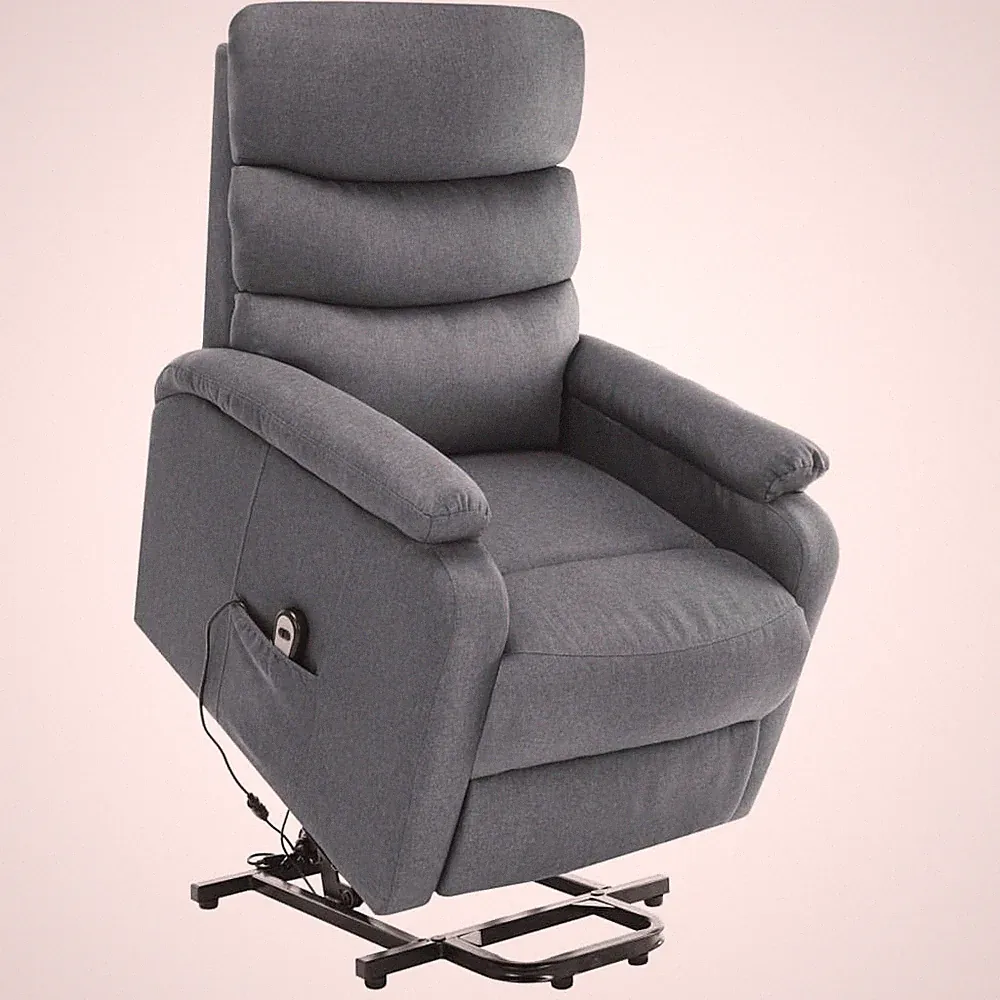 Power Lift Massage Recliner Light Gray Fabric