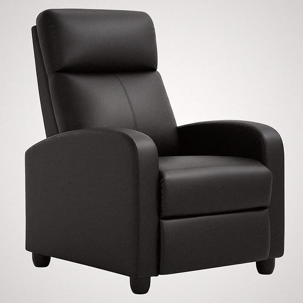 Recliner Chair with Adjustable Backrest & Footrest, PU Leather Armchair with...