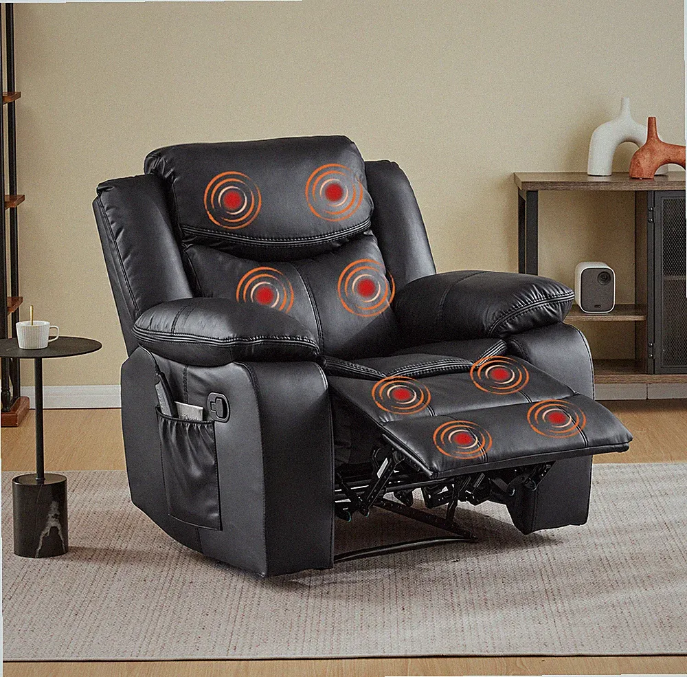 Recliner, Heating and Massage, Massager, Manual Recliner, 37" wide Faux Leather
