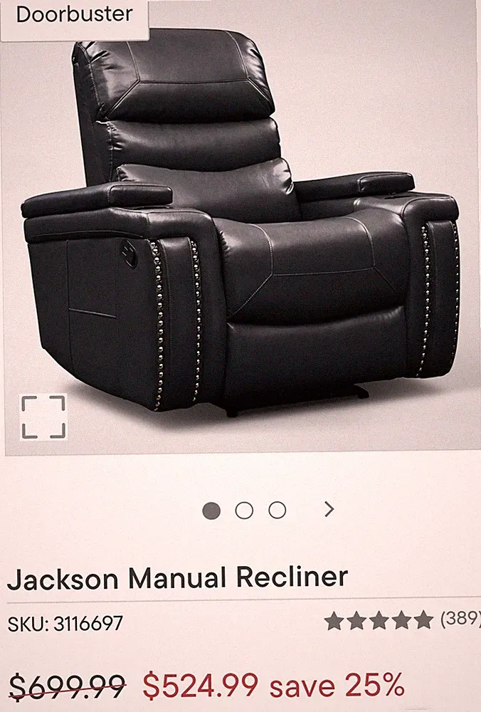 Recliner with USB port, ambient lighting and armrest storage (cross-listed)