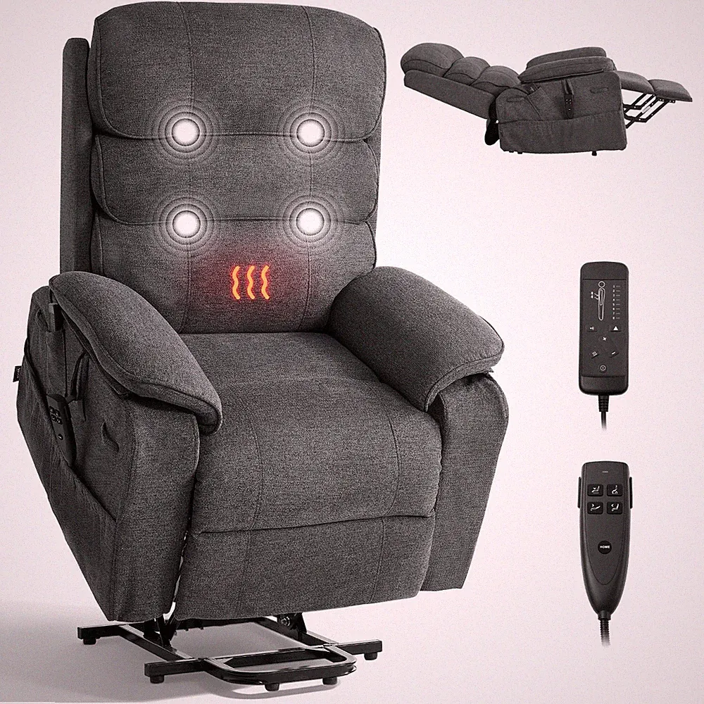VEVOR Power Lift Recliner Chair with Heat and Massage Dual Motor for Elderly