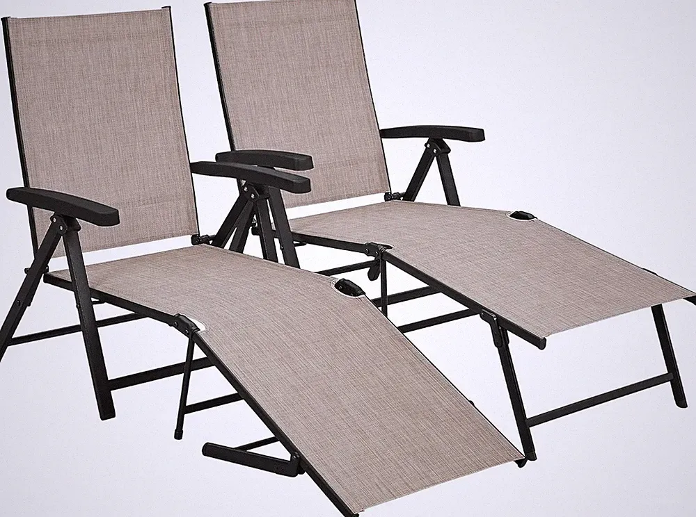 Yaheetech Outdoor Folding Chaise Lounge Set of 2 Patio Reclining Chairs