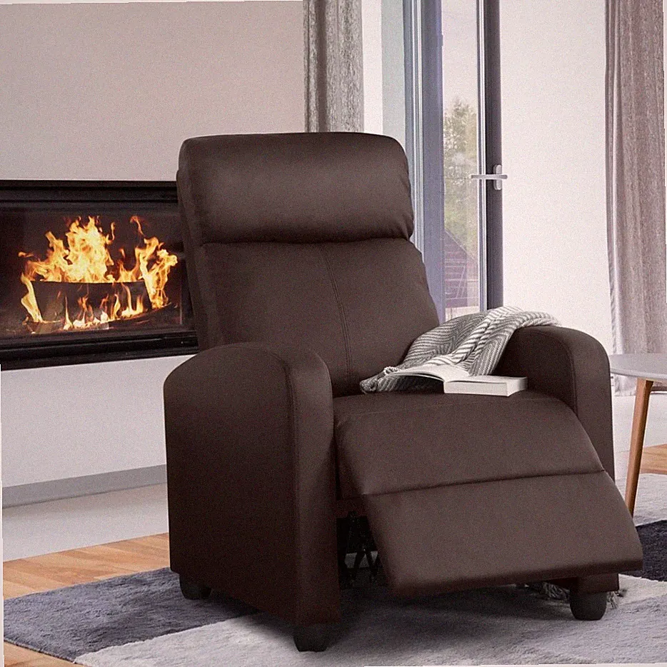 Yaheetech Upholstered Recliner Chair PU Leather Recliner with Pocket Spring